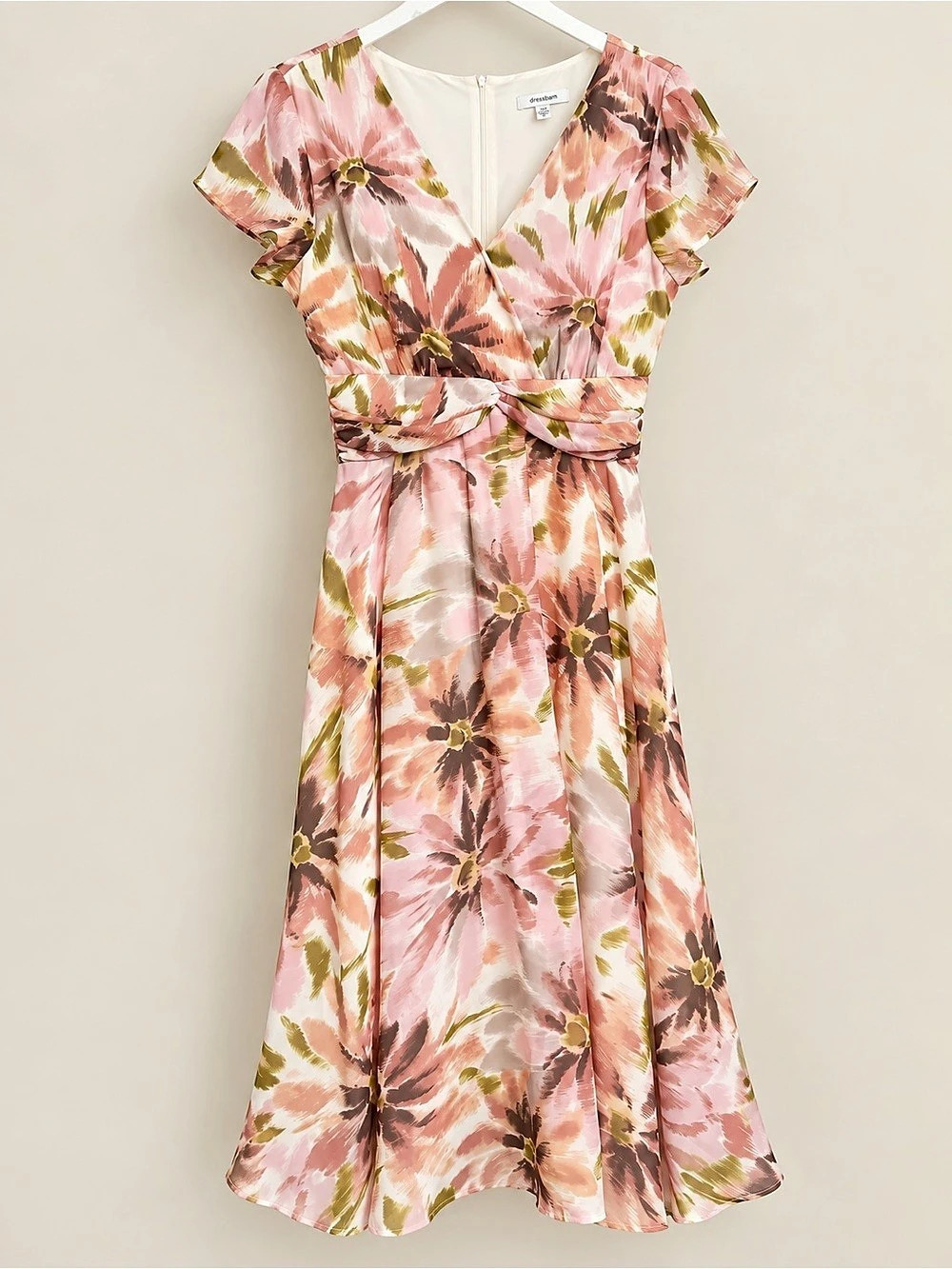 Dresstells Floral Midi Dress in Pink & White